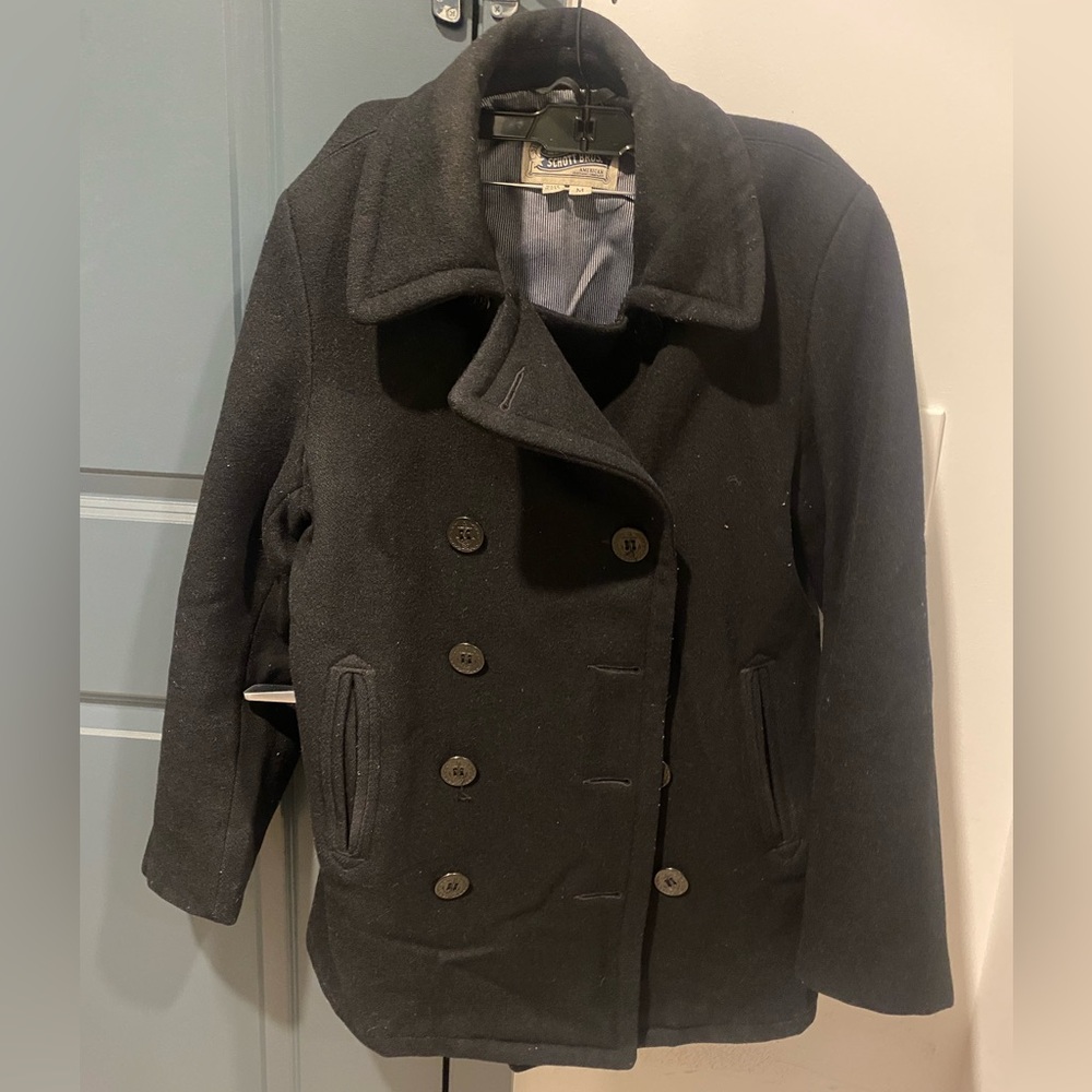 Schott Bros Hand-Crafted Double-Breasted Navy Peacoat